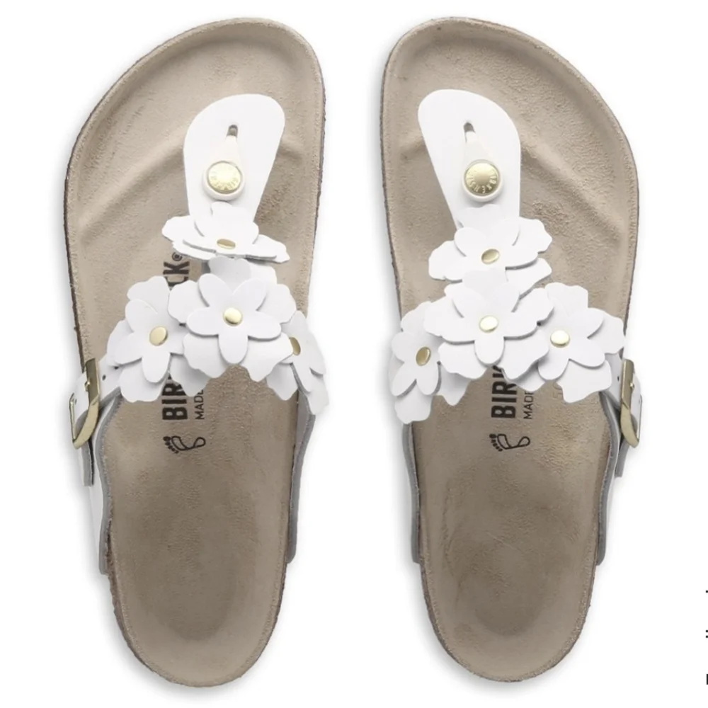 Birkenstock Women's Gizeh Flowers Footbed Sandal in White sz Euro 37 - Picture 13 of 14